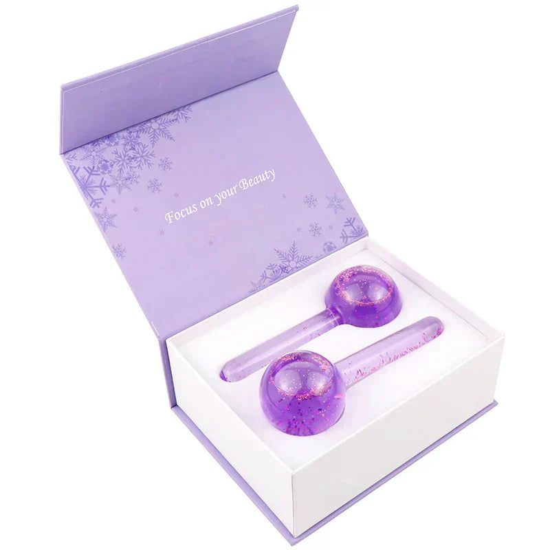 cooling globes in a purple gift box for skincare and massage.