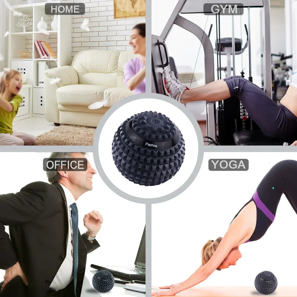 Electric Massage Ball for foot pain relief, perfect for gym, home training, yoga, office use, ergonomic design.