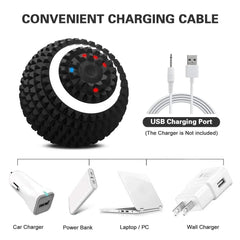 Convenient charging cable for vibrating electric massage ball, ideal for foot pain relief and fitness recovery.